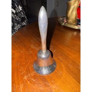 Vintage Shabby Silver Plate Bell Nice Ring  5" Tall